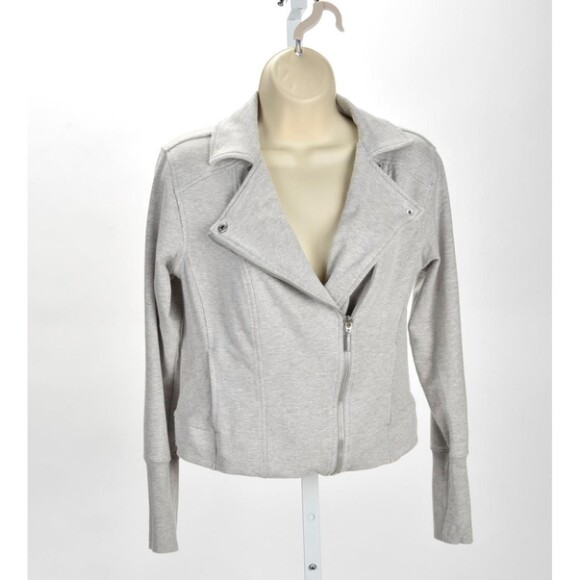 Womens H by Halston Grey Knit Moto Zip Up Jacket / Sweatshirt Size 4 - Picture 1 of 3